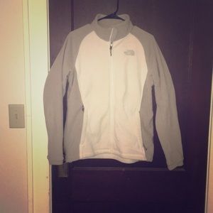 Grey and white northface fleece